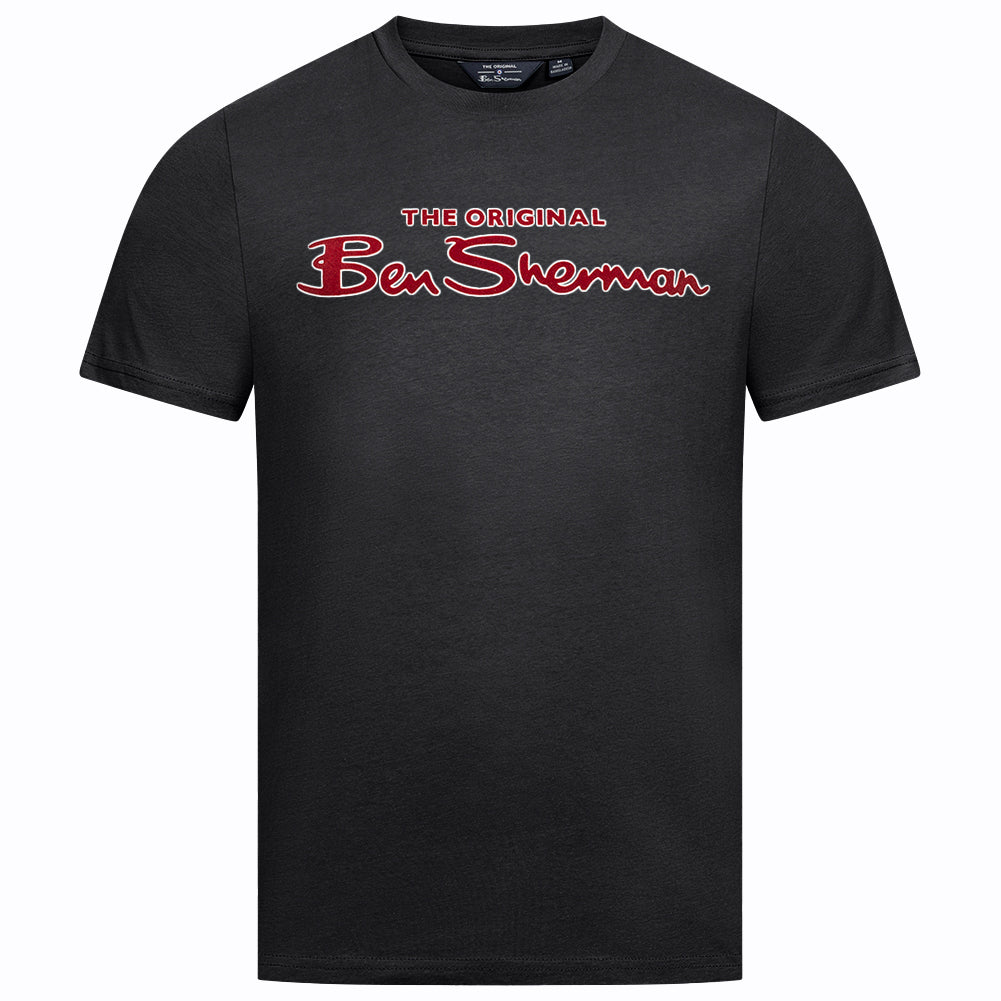 BEN SHERMAN Flocked Logo Herren T-Shirt 0076268-BLACK