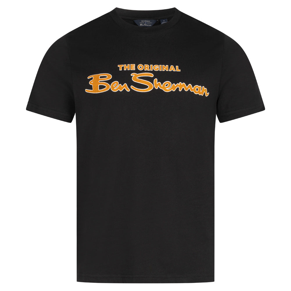 BEN SHERMAN Flocked Logo Herren T-Shirt 0076268N-BLACK