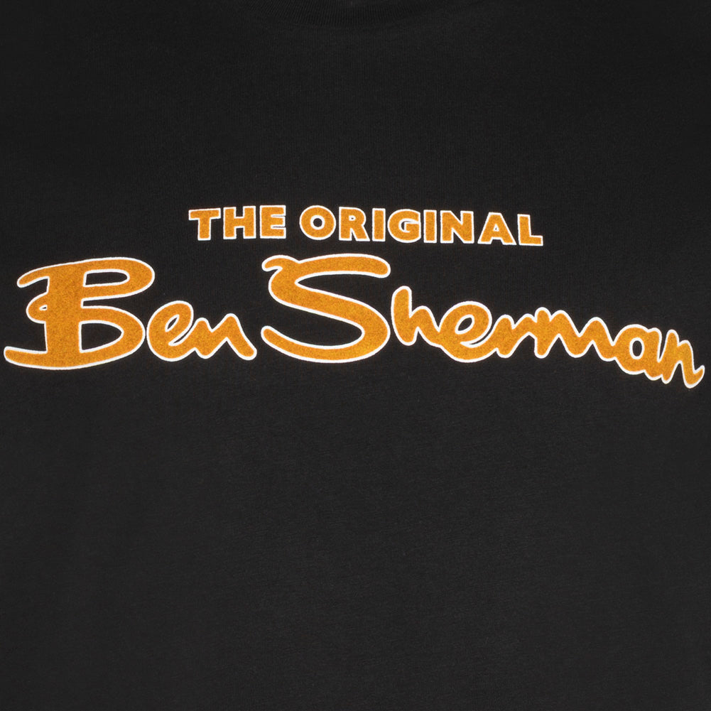 BEN SHERMAN Flocked Logo Herren T-Shirt 0076268N-BLACK