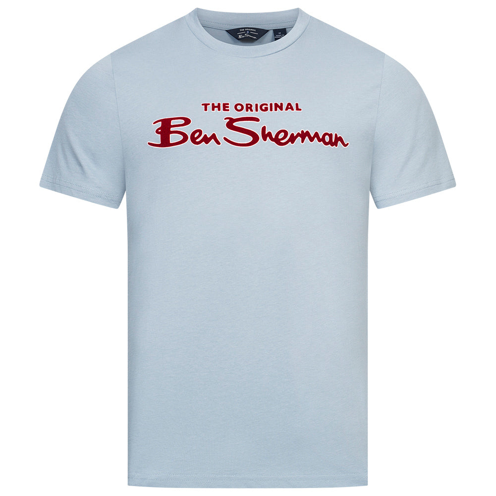 BEN SHERMAN Flocked Logo Herren T-Shirt 0076268N-ICEBLUE