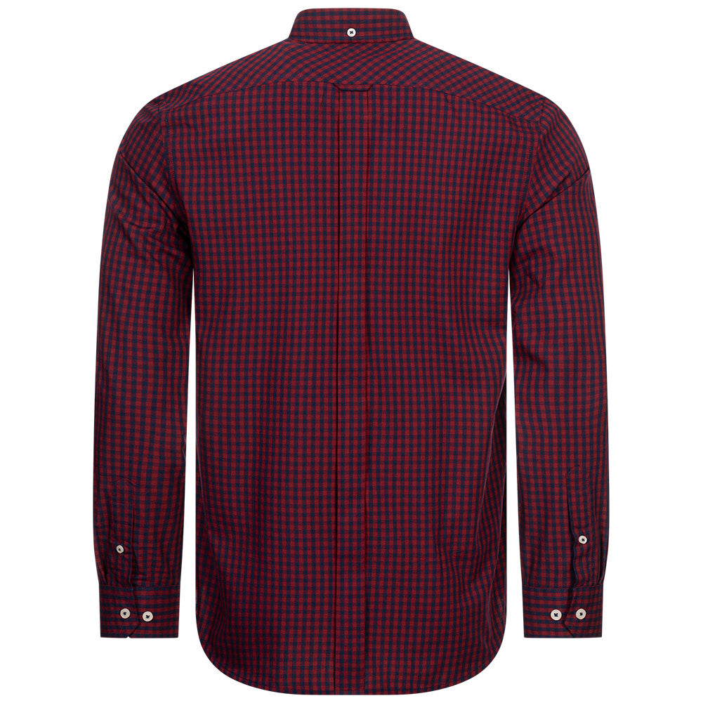BEN SHERMAN Oxford Herren Langarm Hemd 0077858-DARKRED