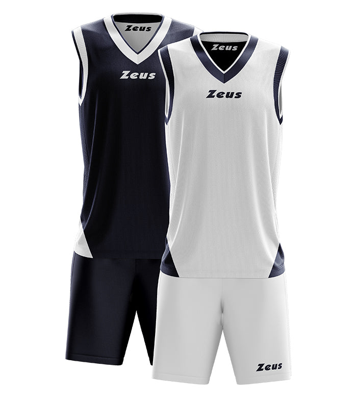 Zeus Kit Doblo Basketball Wende Trikot + Shorts blu/bianco