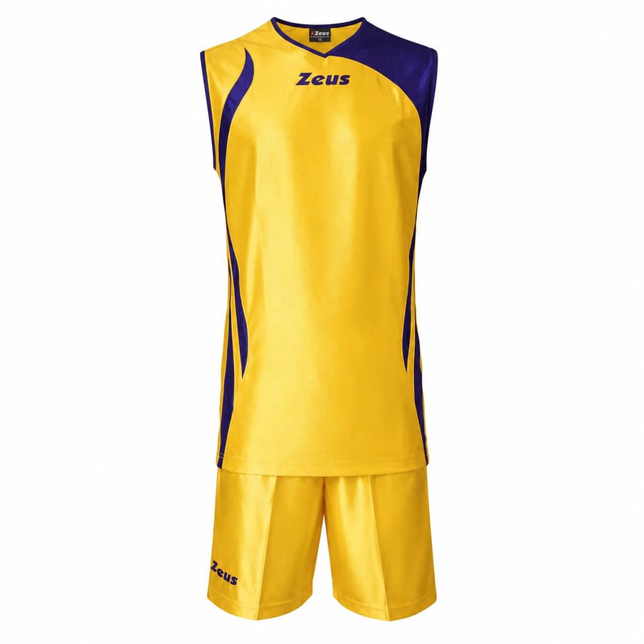 Zeus Kit Saett Herren Basketball Trikot + Shorts giallo/blu
