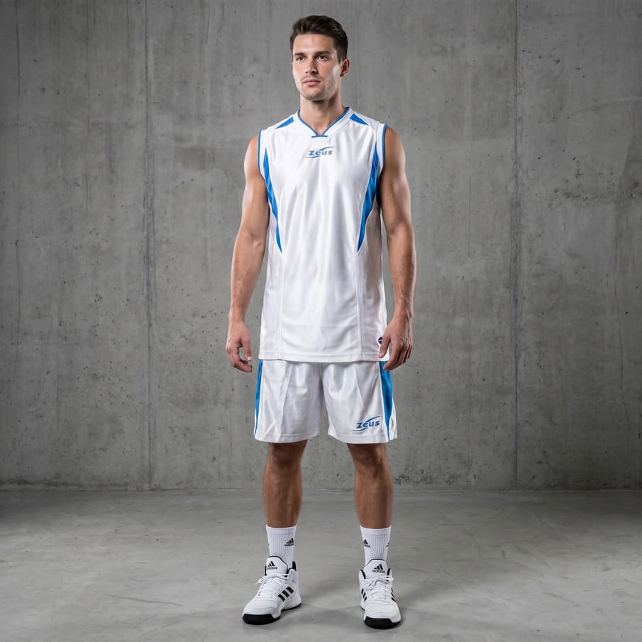 Zeus Kit Sante Basketball Trikot + Shorts bianco/royal