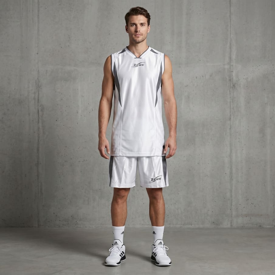 Zeus Kit Sante Basketball Trikot + Shorts bianco/nero