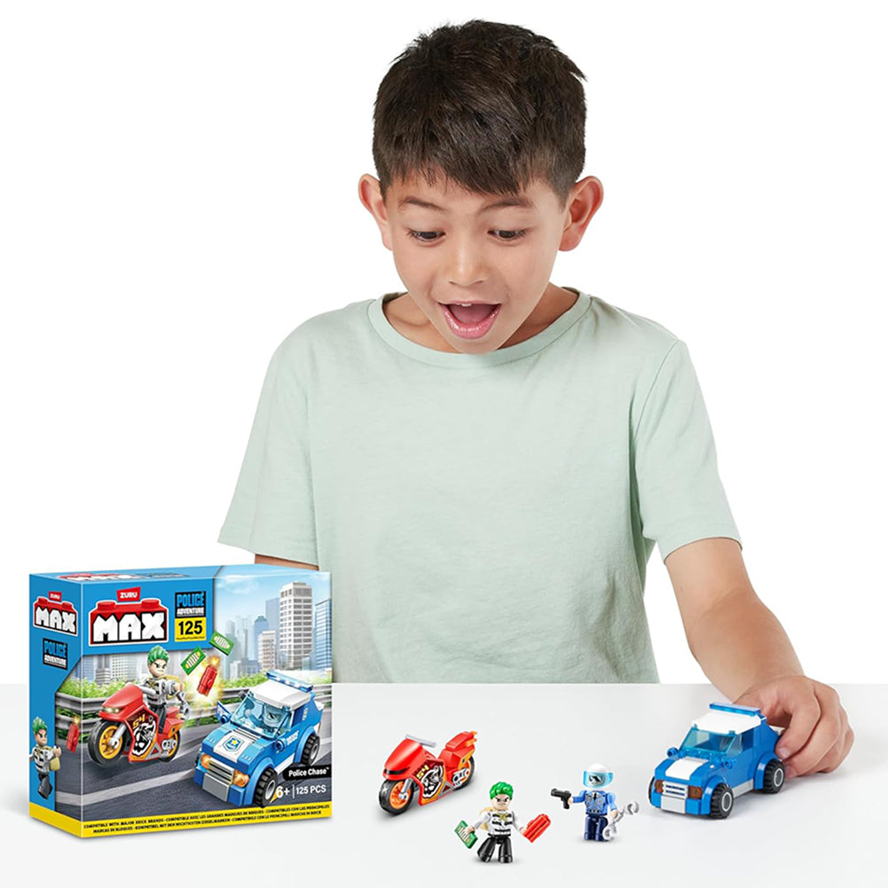 Zuru MAX CITY Polizei + Motorrad 125-tlg Spielset 4894680033139
