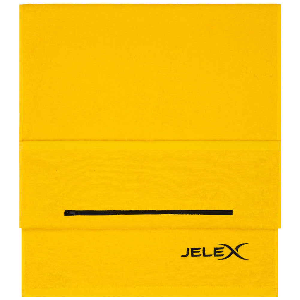 JELEX "100FIT" Fitness Handtuch mit Zip-Tasche gelb