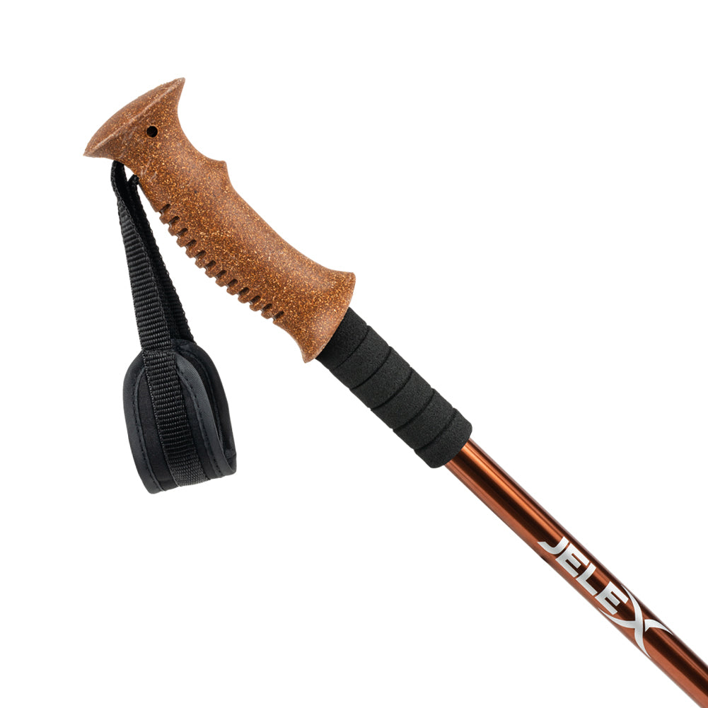 JELEX Walking Stöcke mit Korkgriffen braun