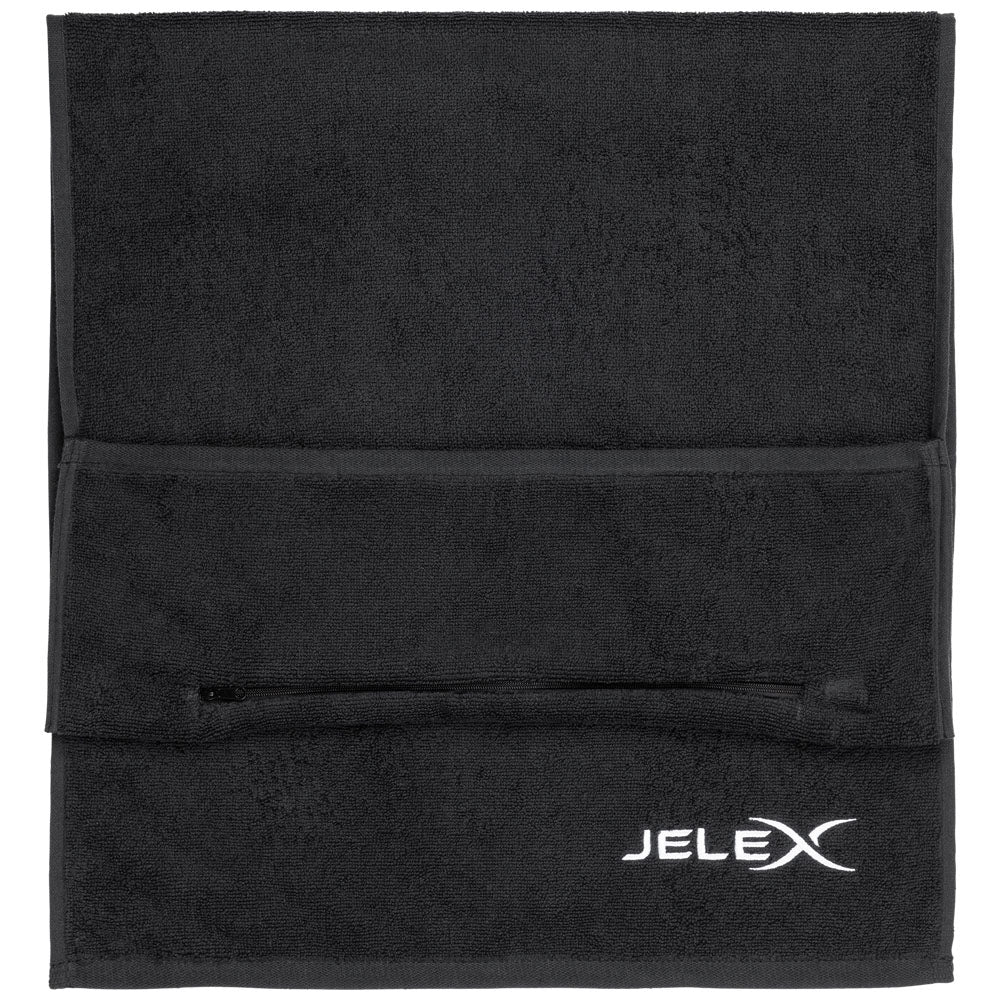 JELEX "100FIT" Sportowy ręcznik z kieszonką na zamek czarny