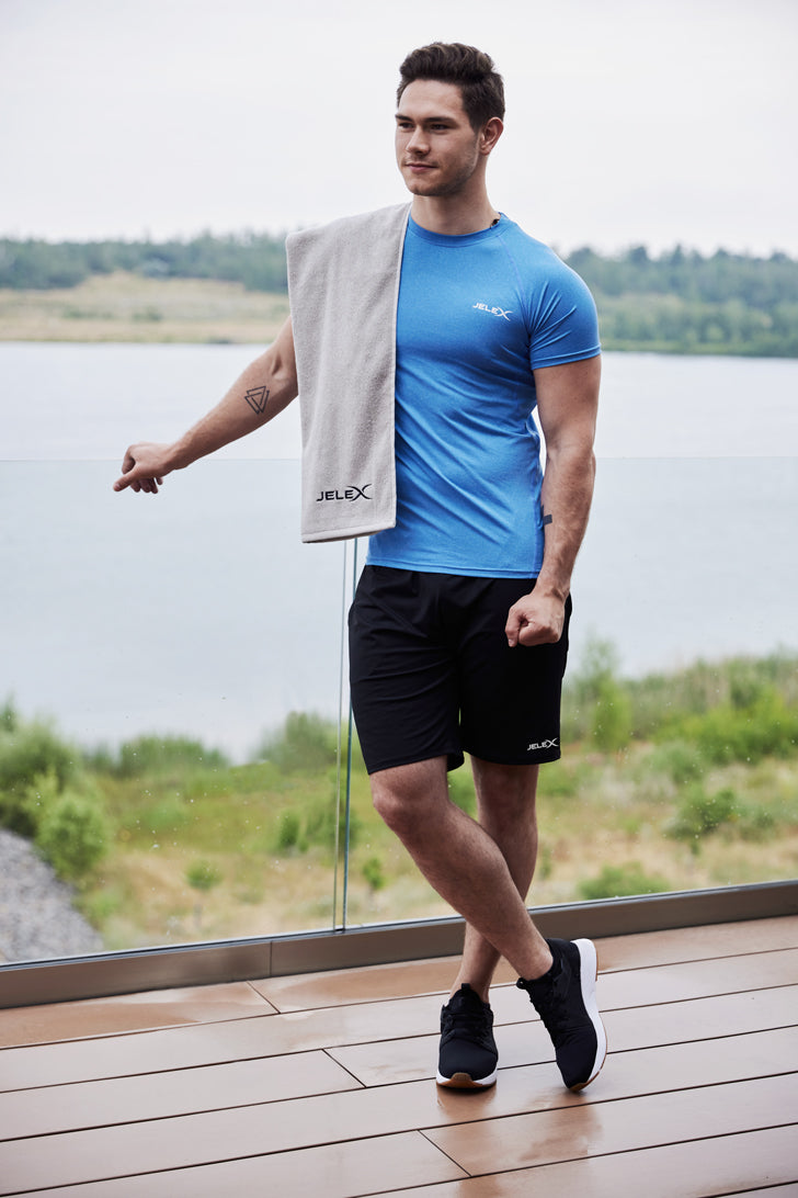 JELEX "100FIT" Sportowy ręcznik z kieszonką na zamek szary