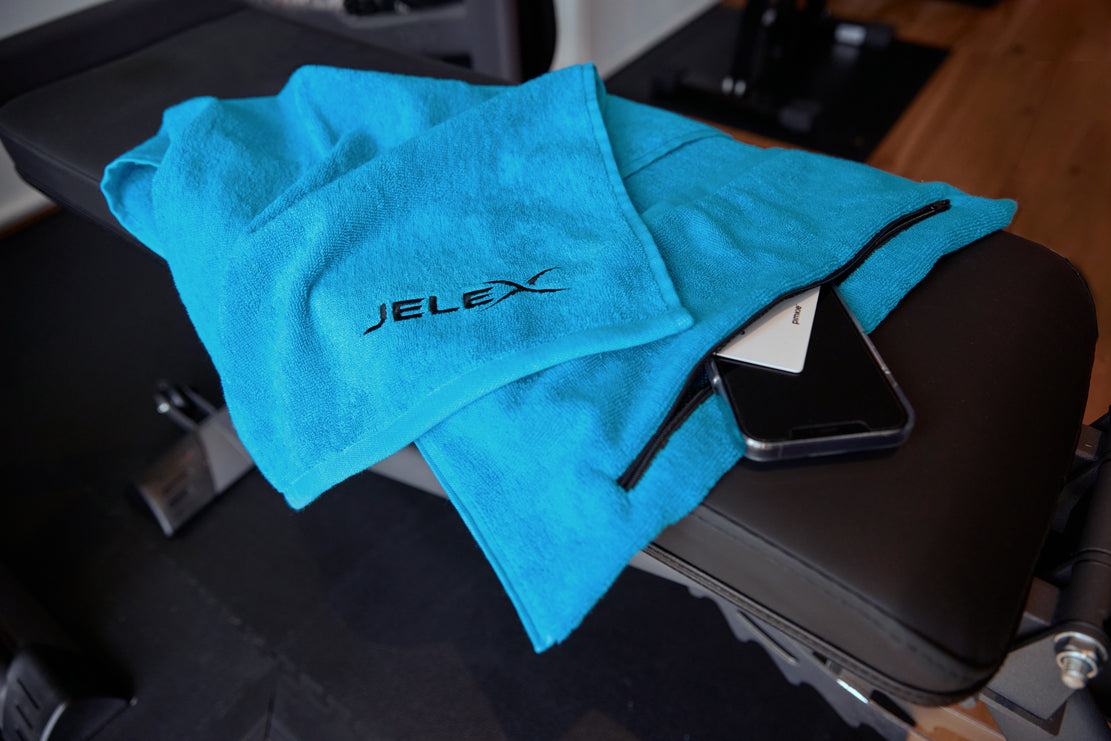 JELEX "100FIT" Sportowy ręcznik z kieszonką na zamek turkusowy