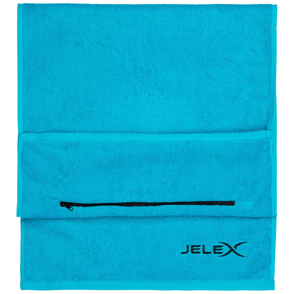 JELEX "100FIT" Sportowy ręcznik z kieszonką na zamek turkusowy