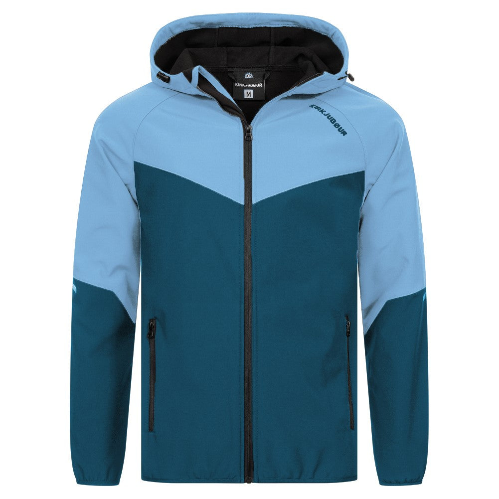 KIRKJUBØUR® "Njordr" Herren SOFTSHELLjacke 10.000 mm Wassersäule blau/hellblau