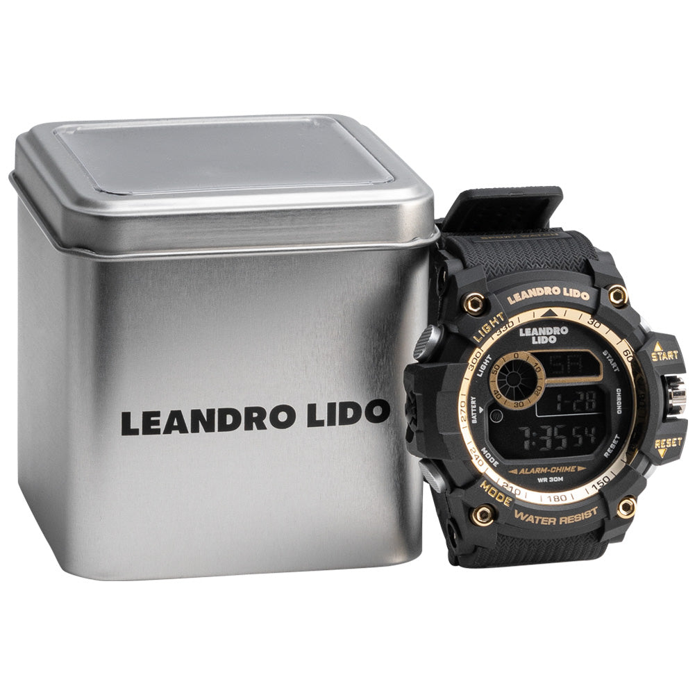 LEANDRO LIDO "Genua" Unisex Zegarek sportowy czarne złoto