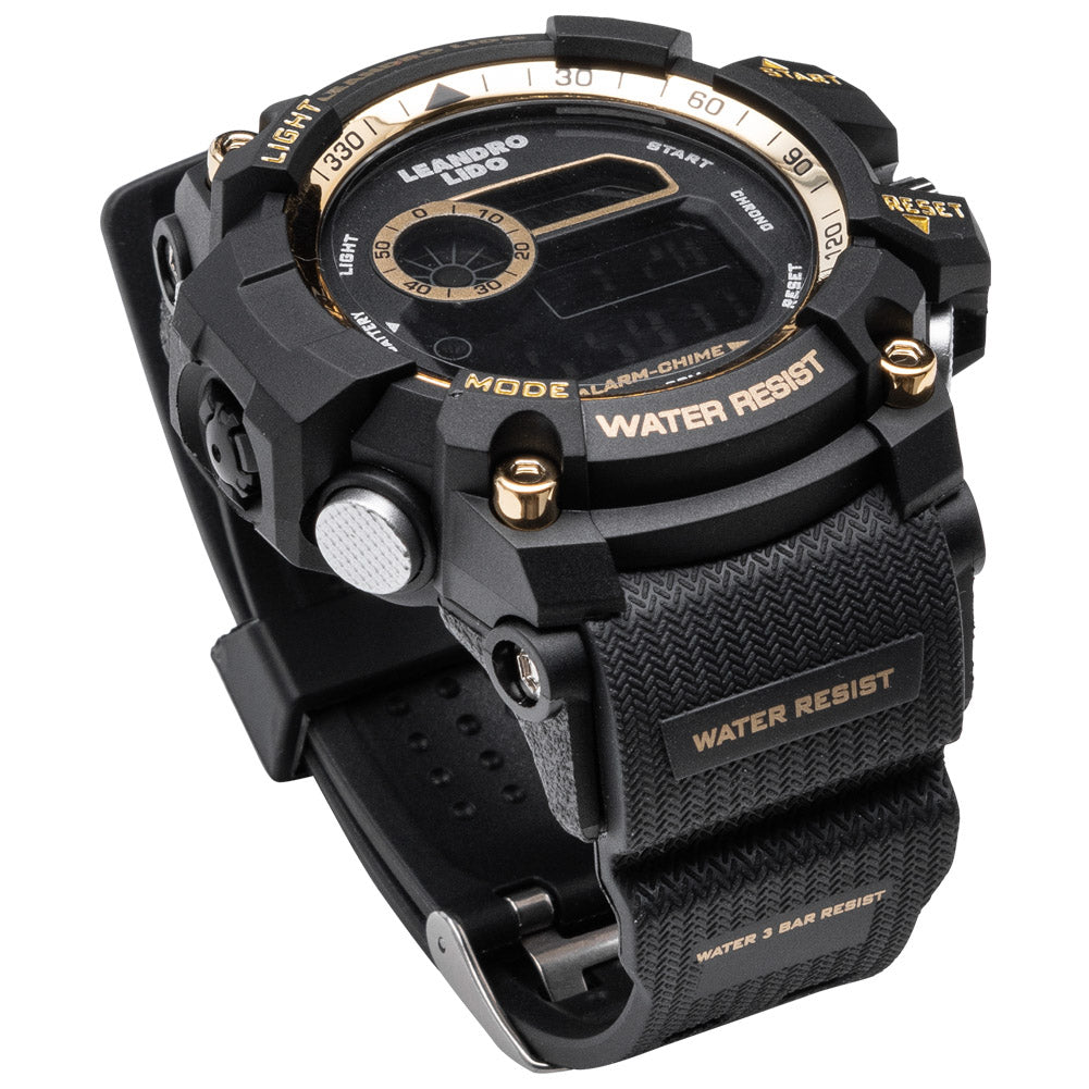 LEANDRO LIDO "Genua" Unisex Zegarek sportowy czarne złoto