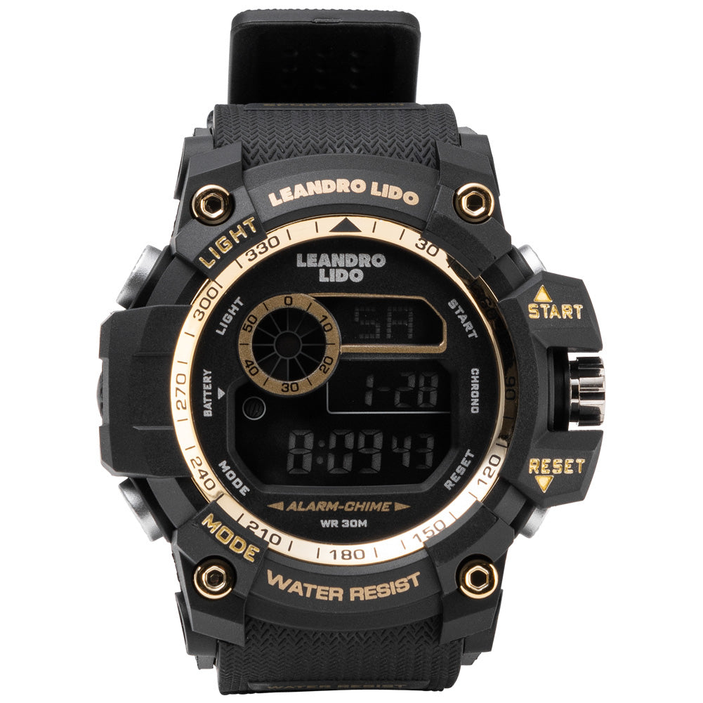 LEANDRO LIDO "Genua" Unisex Zegarek sportowy czarne złoto