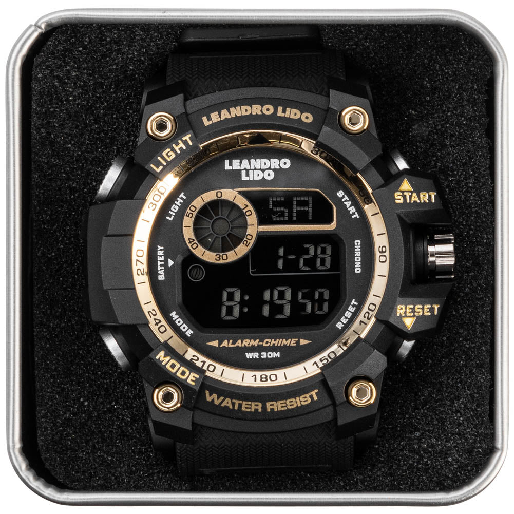 LEANDRO LIDO "Genua" Unisex Zegarek sportowy czarne złoto
