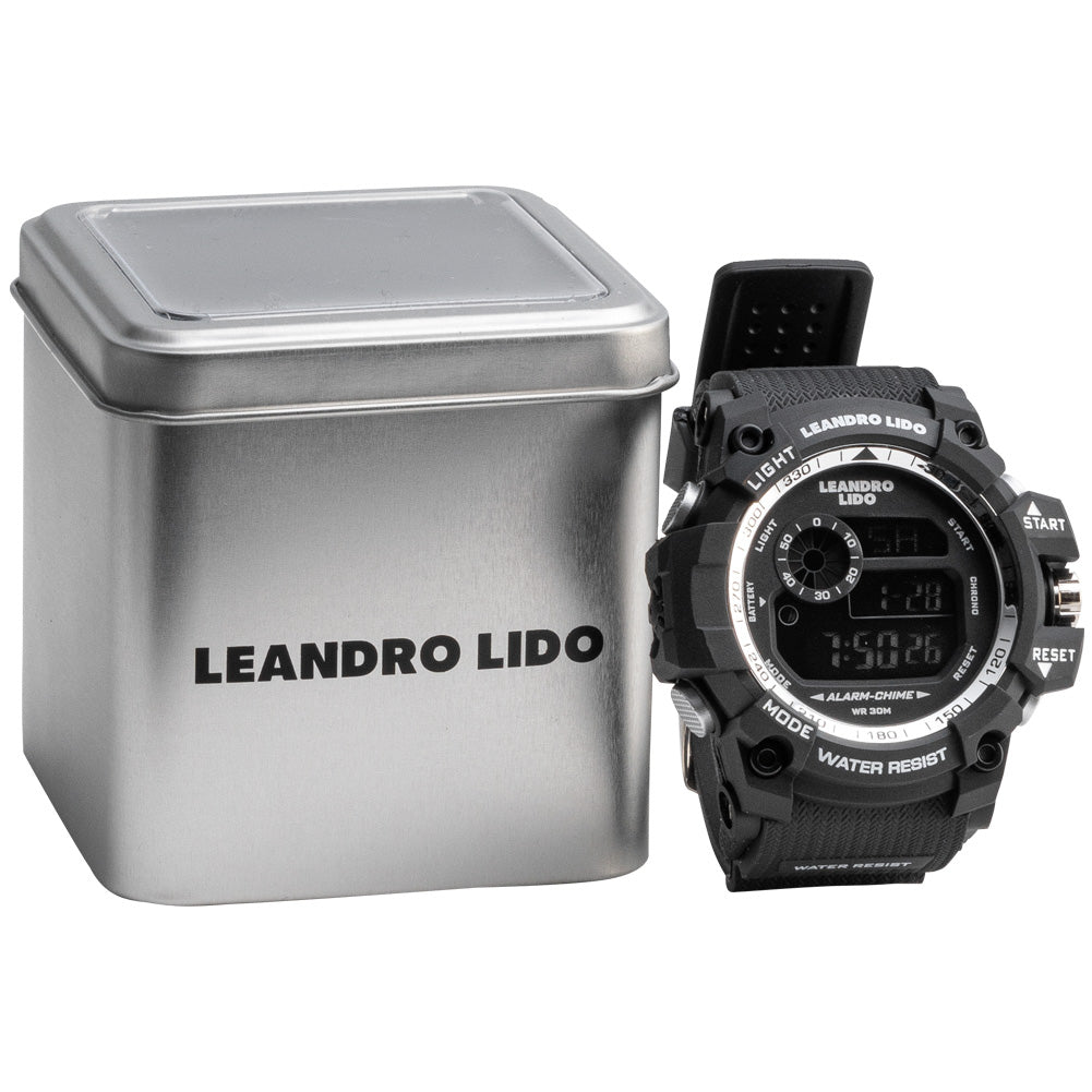 LEANDRO LIDO "Monza" Unisex Zegarek sportowy czarny biały
