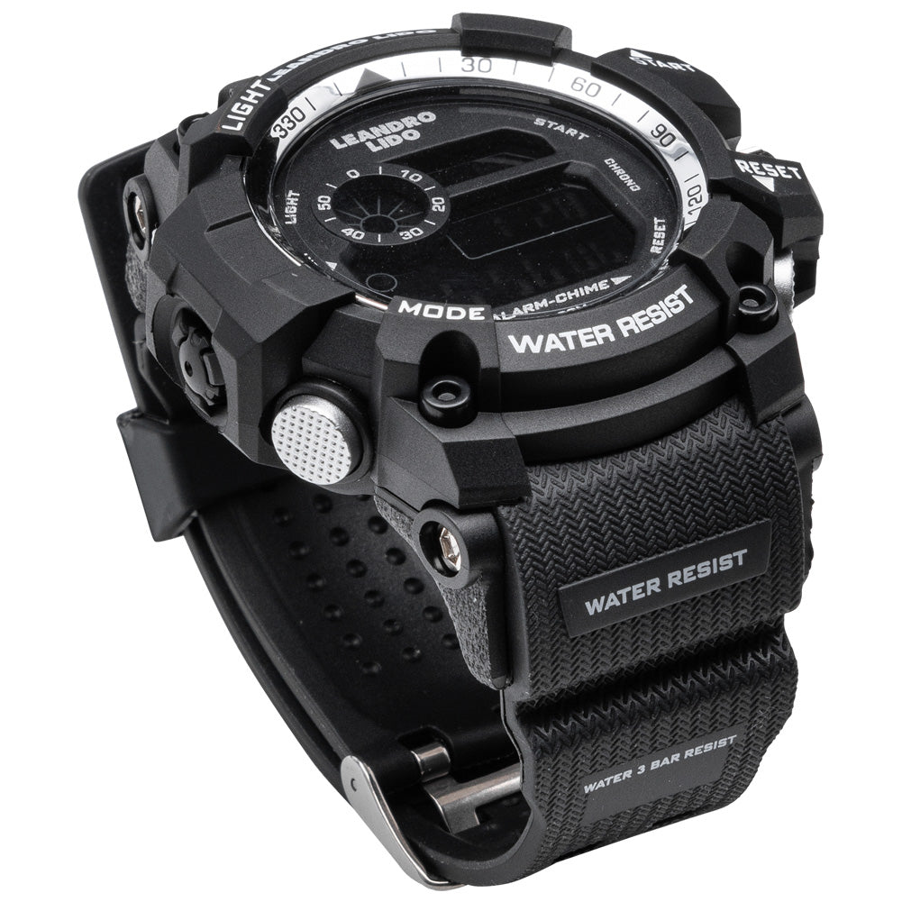 LEANDRO LIDO "Monza" Unisex Zegarek sportowy czarny biały