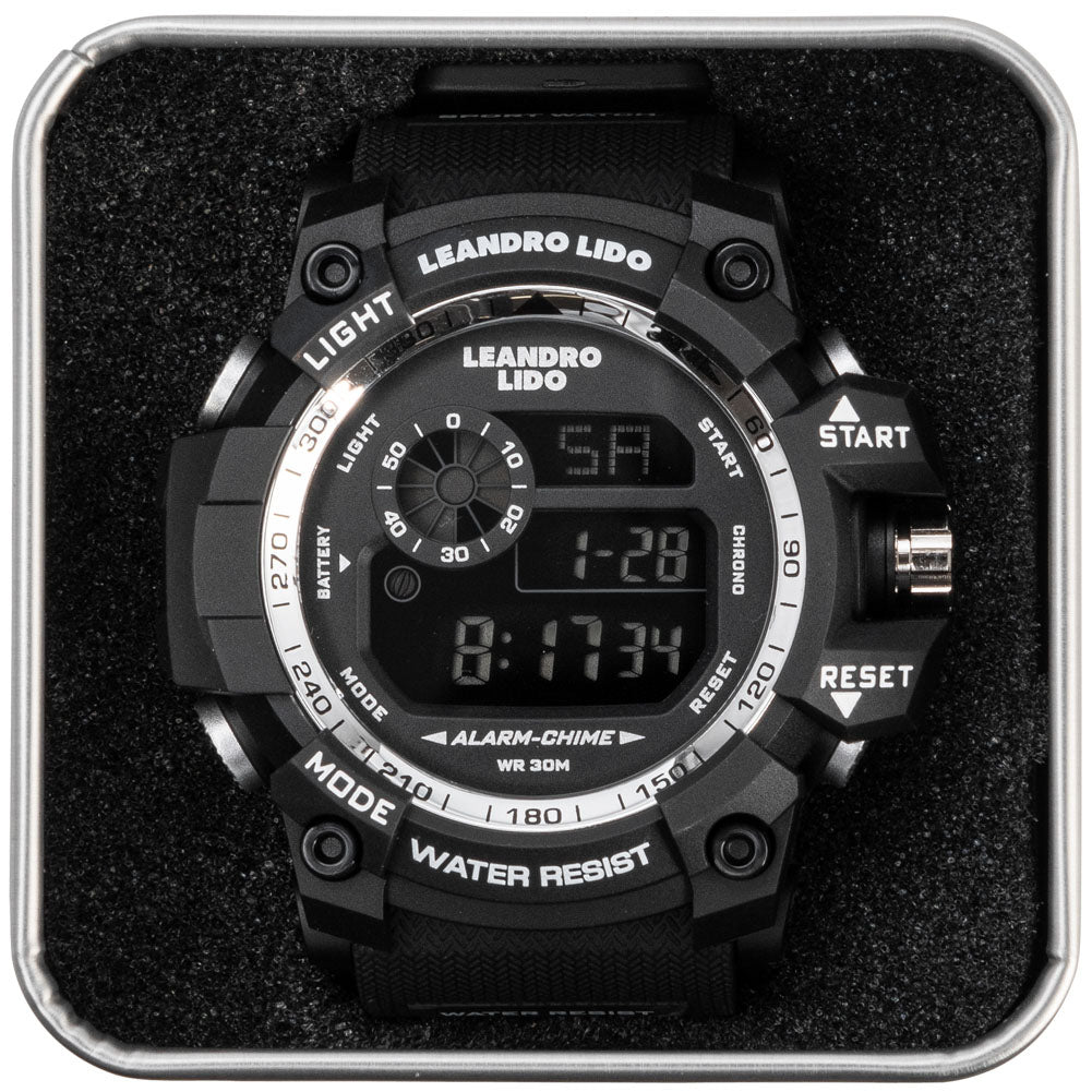 LEANDRO LIDO "Monza" Unisex Zegarek sportowy czarny biały