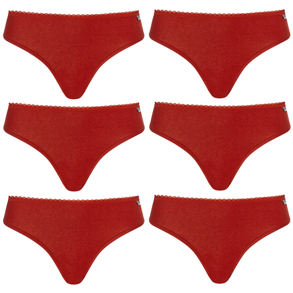 MONT EMILIAN "Nimes" Damen Tanga 6er-Pack rot