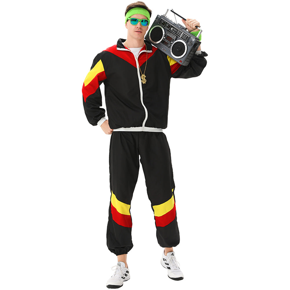 MAASKANTJE "Gärry" Retro 90er Jahre Trainingsanzug Kostüm schwarz