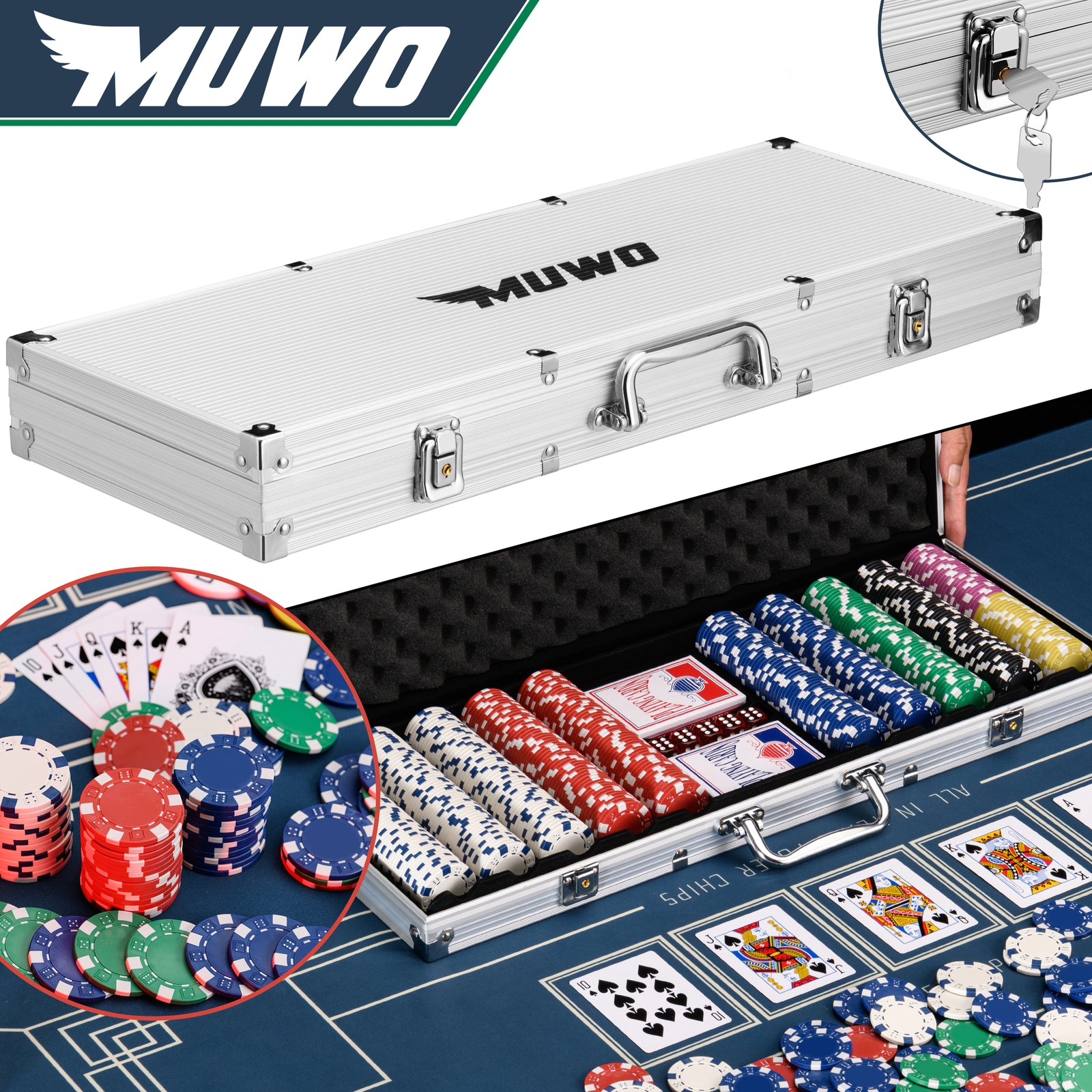 MUWO "All In" Pokerkoffer-Set mit 500 Chips