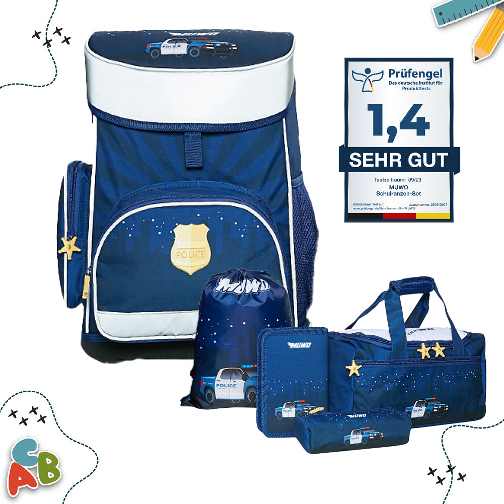 MUWO "Lil Officer" Kinder Schulranzen Set 5tlg.