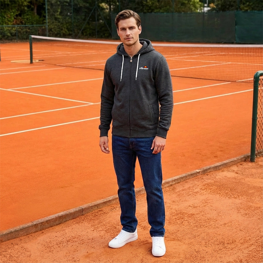 ellesse Klemerio Full Zip Herren Kapuzen Sweatjacke SOP23857-Dk Grey