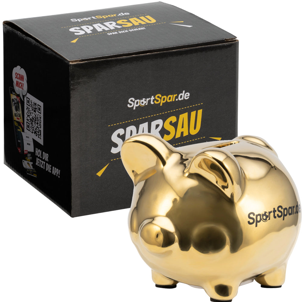 SportSpar.de "SparSau" Ceramiczna świnka skarbonka złoto