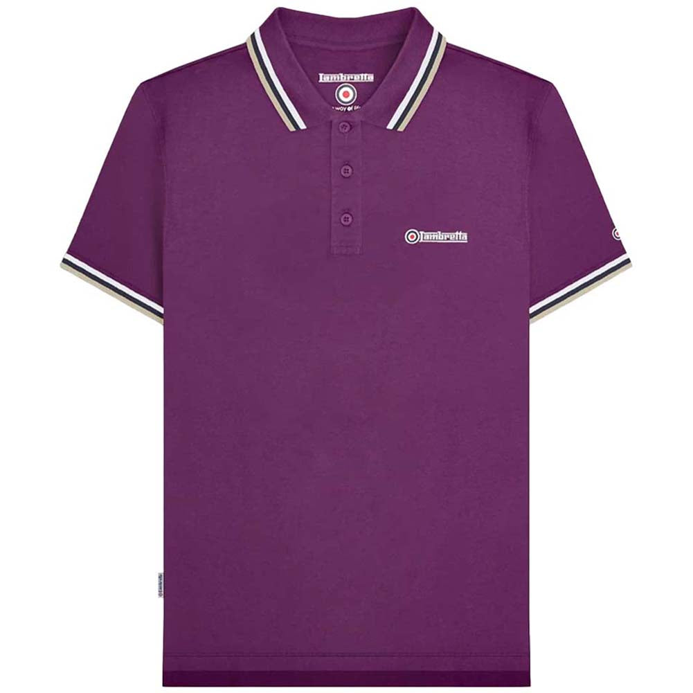 Lambretta Triple Tipped Herren Polo-Shirt SS1650-WB-WHT-NVY-C