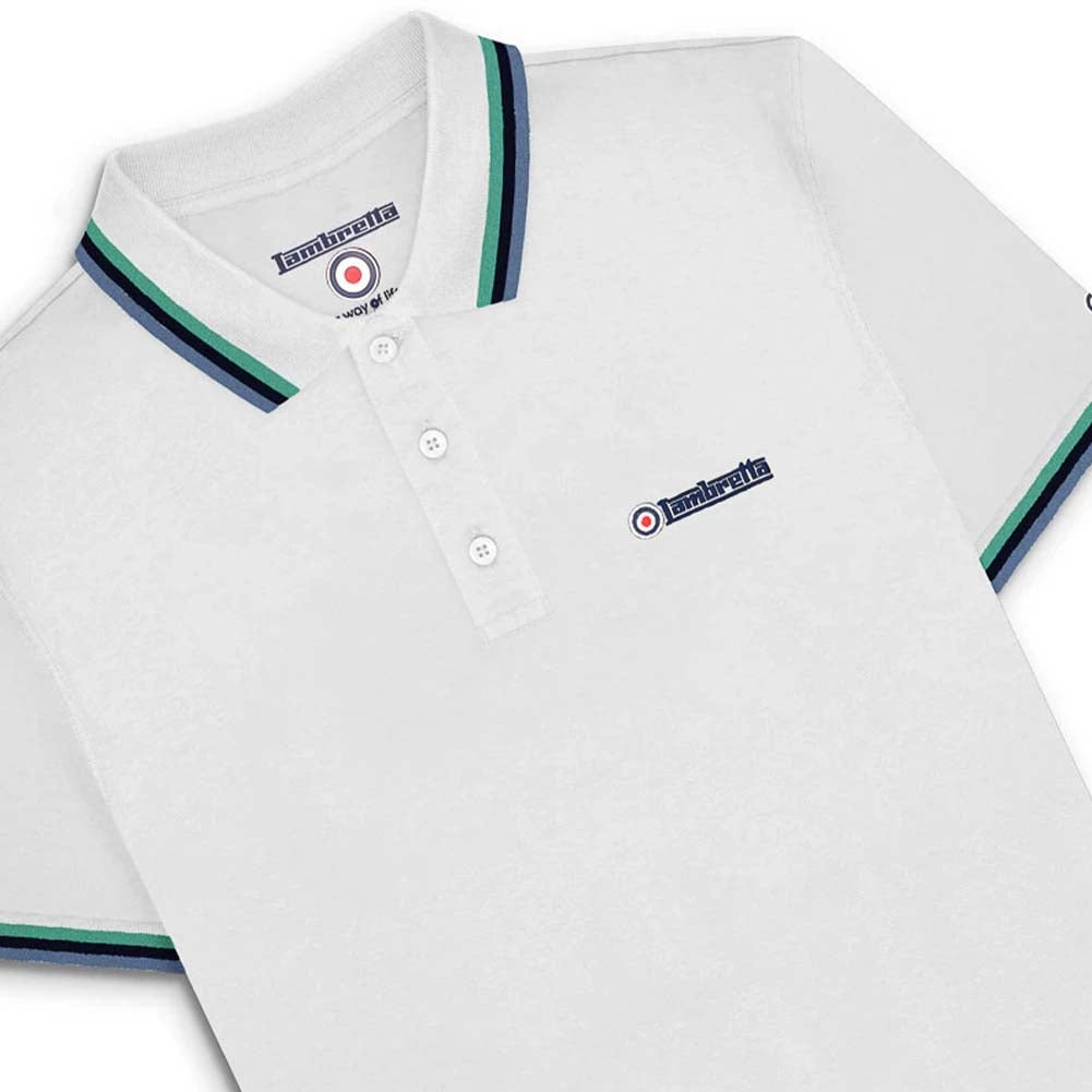 Lambretta Triple Tipped Herren Polo-Shirt SS1650-WHT-C-N-S