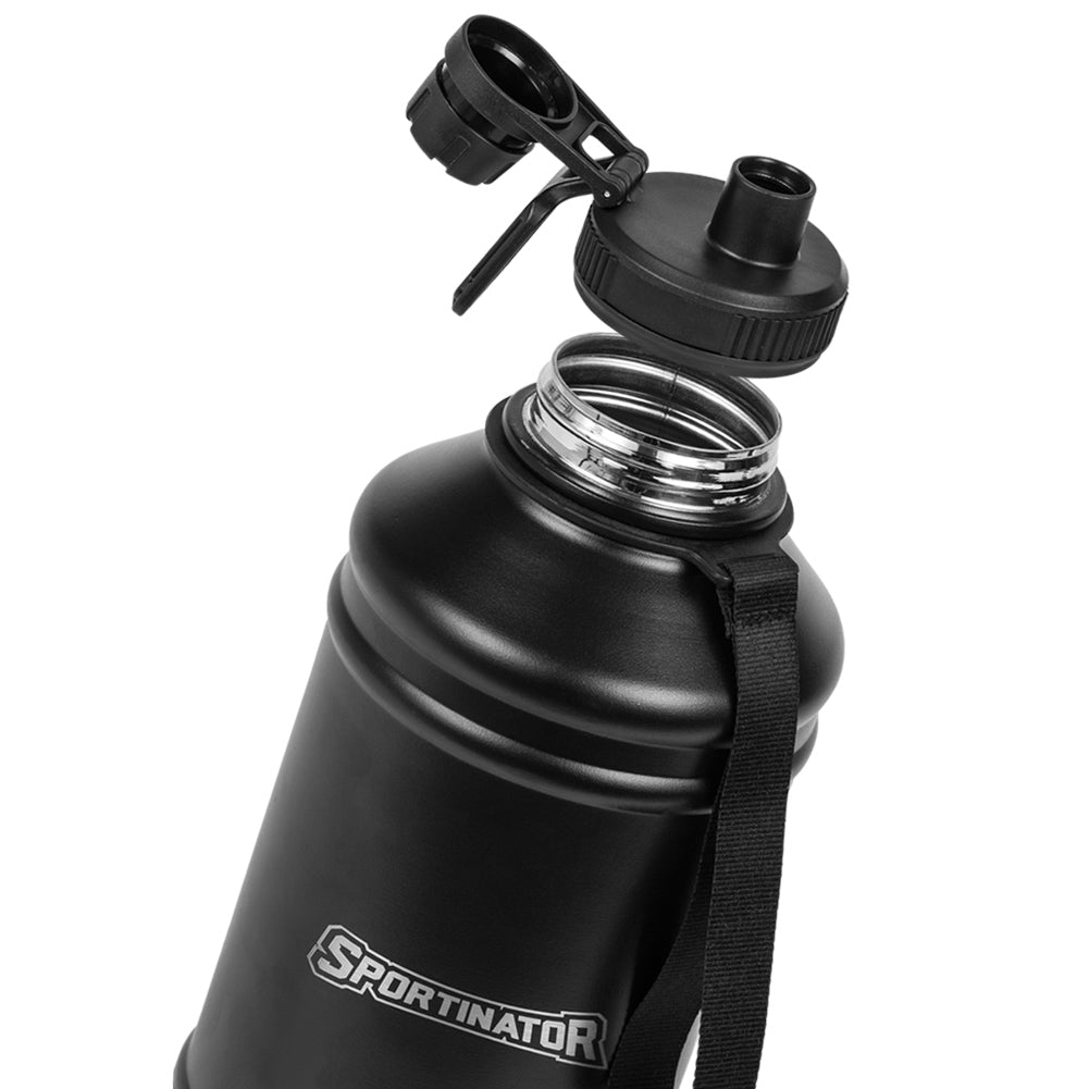 SPORTINATOR "Hydrated" Fitness Edelstahl Trinkflasche 2,2l schwarz