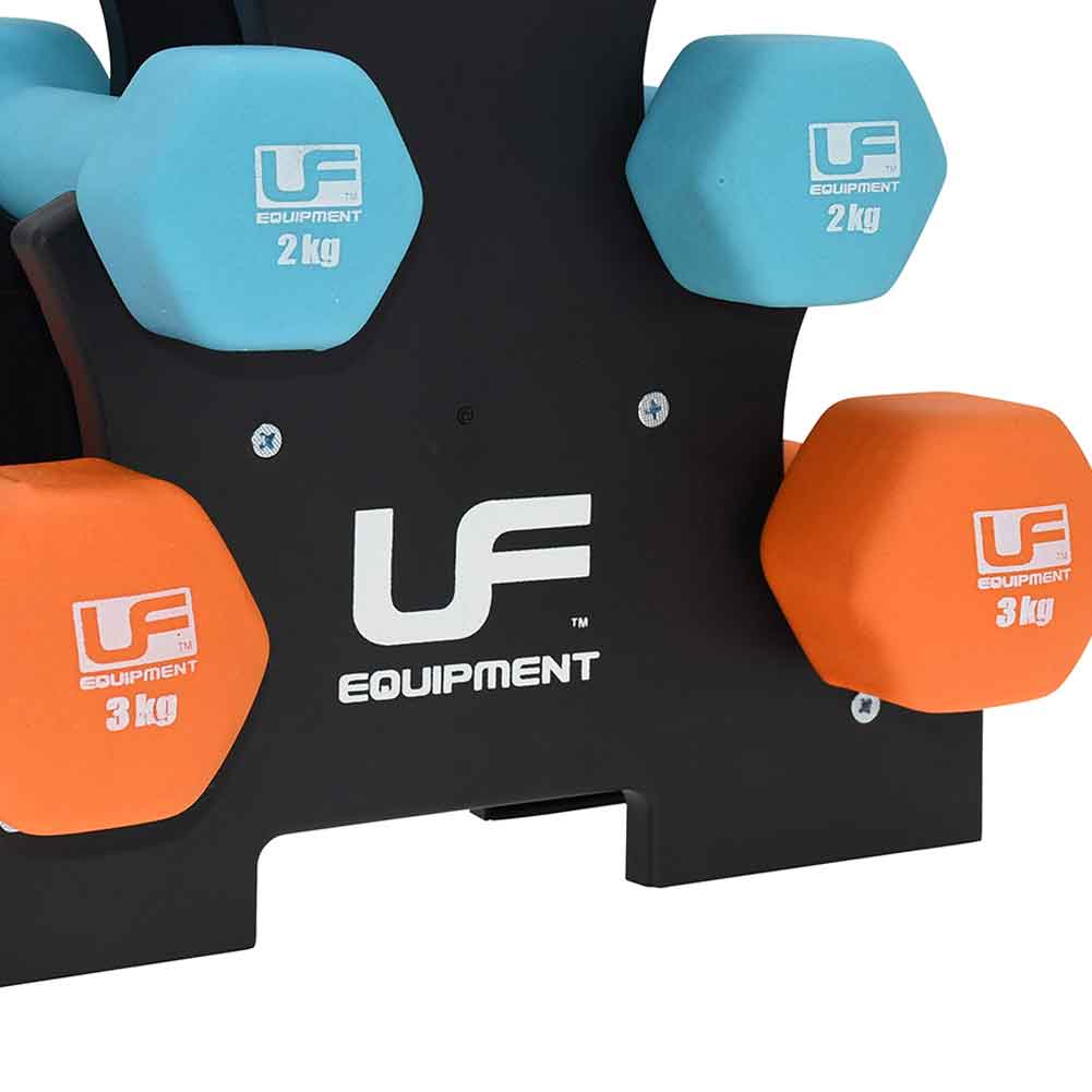 Urban Fitness Stojak z hantlami w zestawie 2 x 1 kg, 2 x 2 kg i 2 x 3 kg UFW025